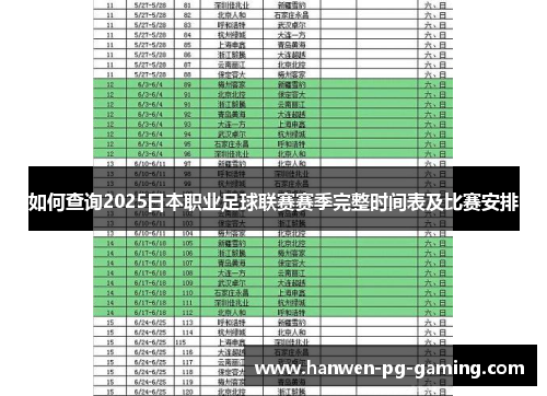如何查询2025日本职业足球联赛赛季完整时间表及比赛安排 如何查询2025日本职业足球联赛赛季完整时间表及比赛安排